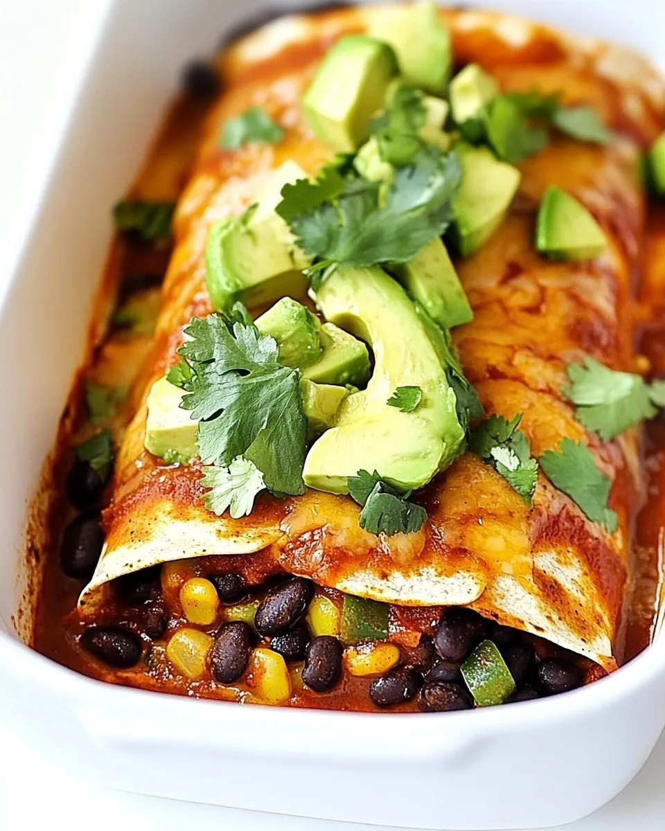 Easy Black Bean Avocado Enchiladas recipe photo
