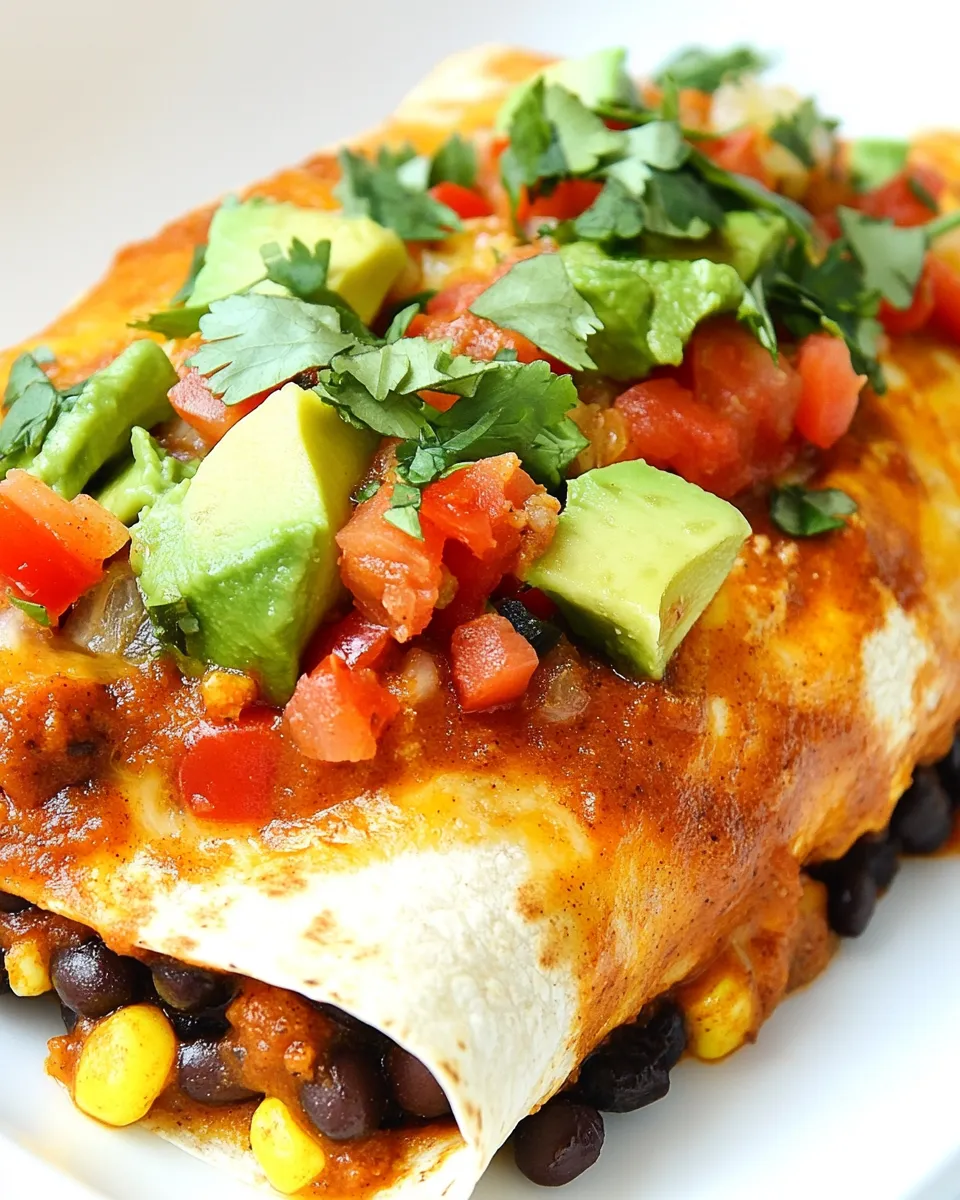 Delicious Black Bean Avocado Enchiladas shot