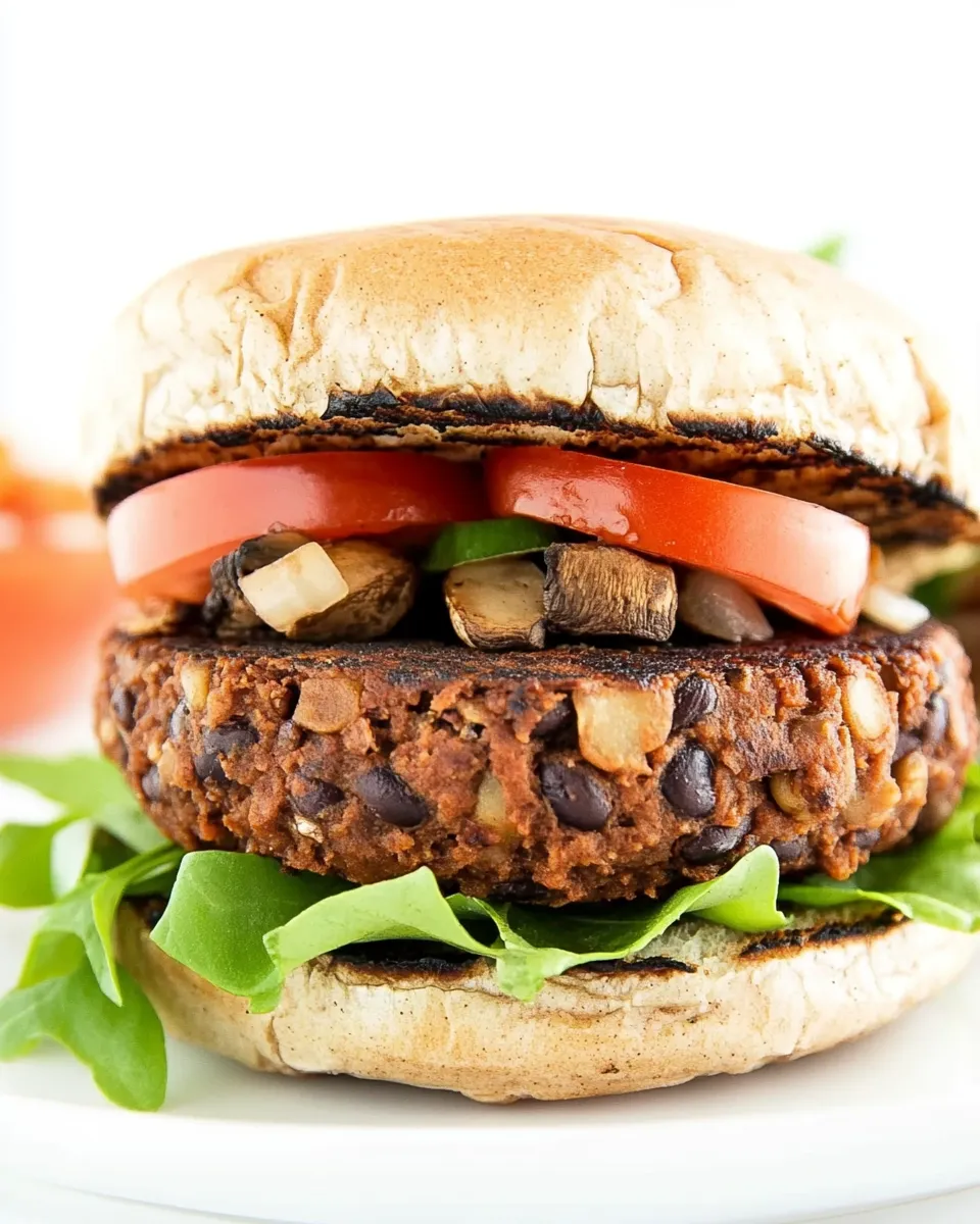 Easy Black Bean Mushroom Burger (Vegan!) recipe photo