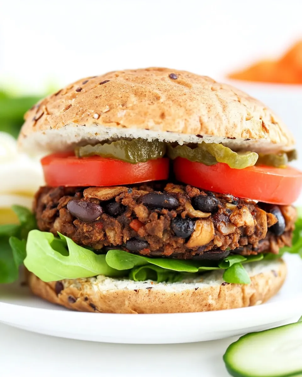 Delicious Black Bean Mushroom Burger (Vegan!) shot