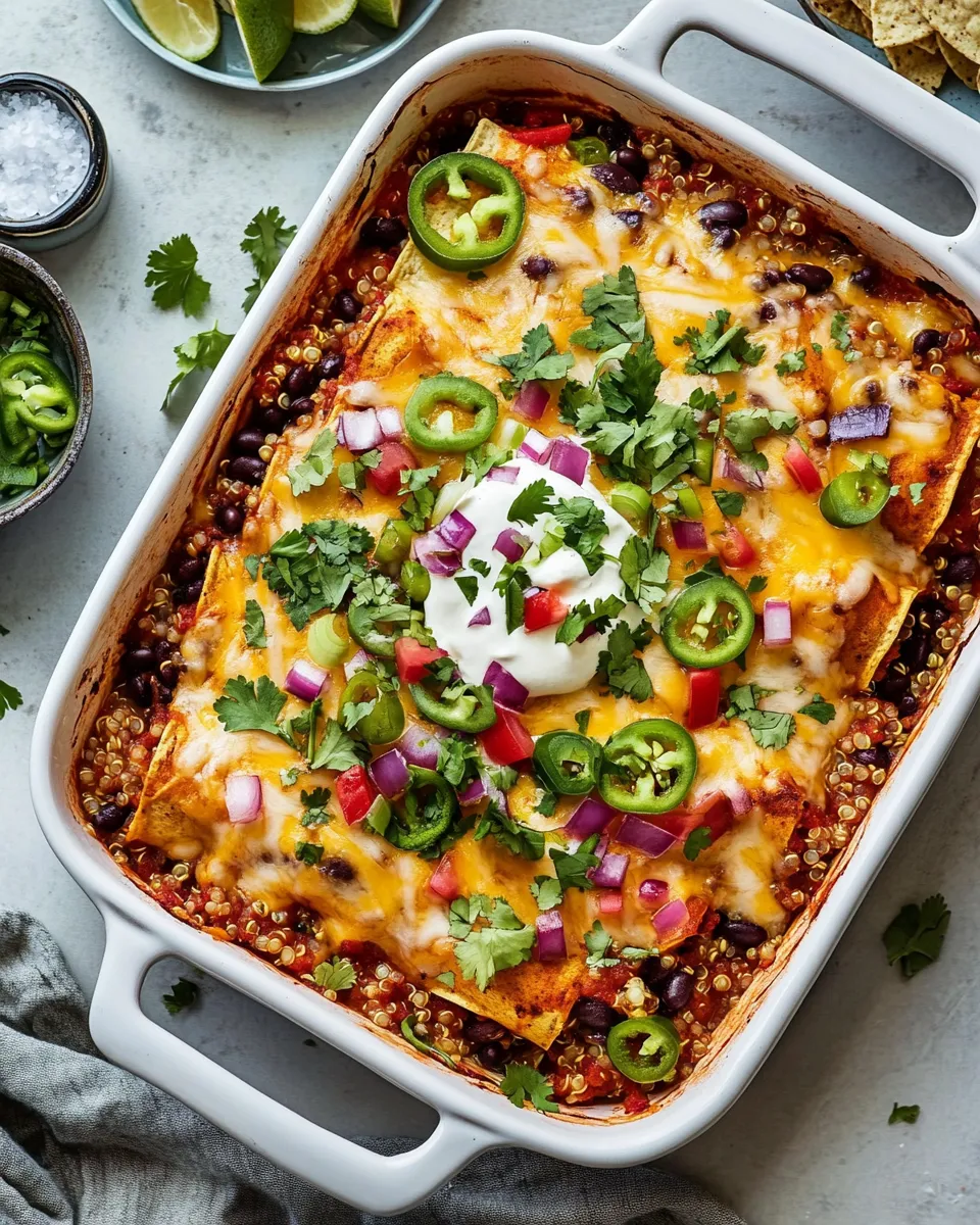 Homemade Black Bean Quinoa Enchilada Bake photo