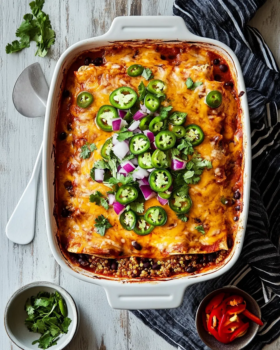 Delicious Black Bean Quinoa Enchilada Bake image