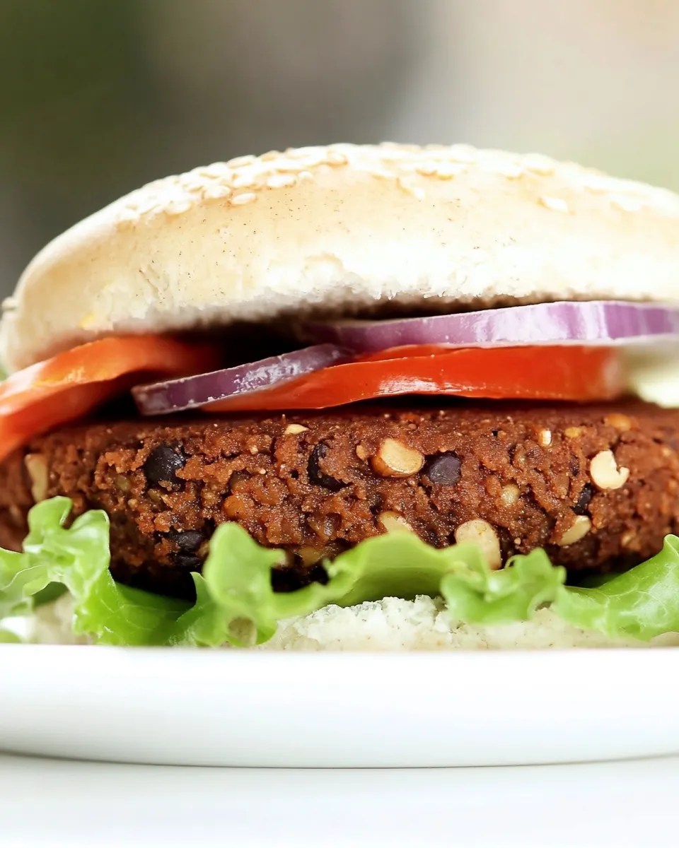 Delicious Black Bean Walnut Burger (Vegan, Oil-Free!) shot