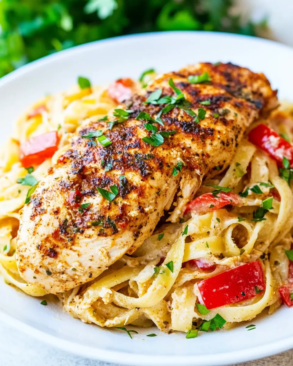 Easy Blackened Chicken Fettuccine shot