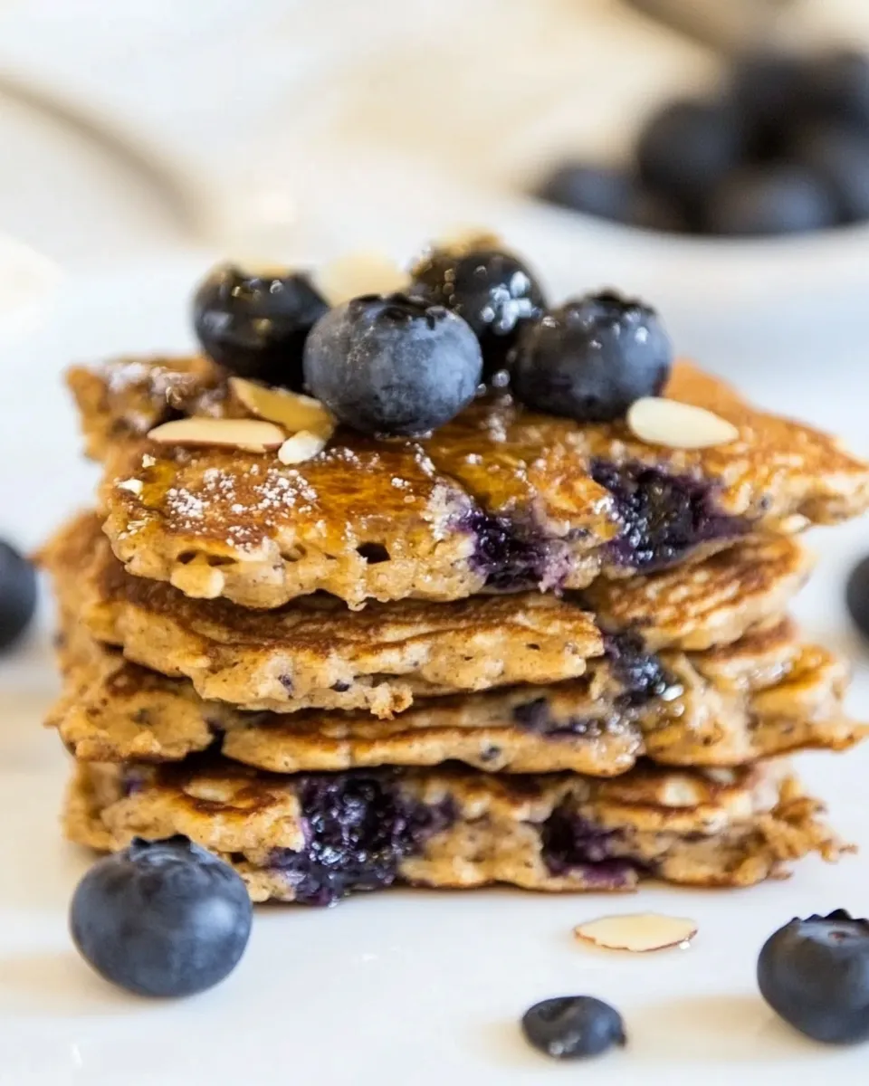 Delicious Blueberry Almond Protein Pancakes image