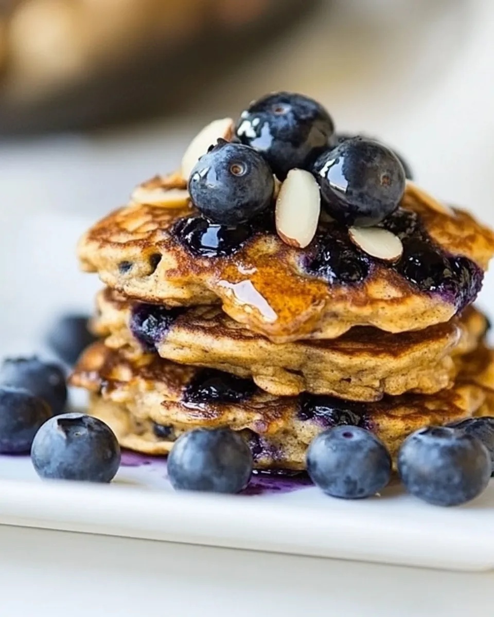 Healthy Blueberry Almond Protein Pancakes shot