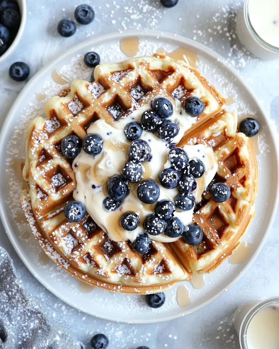 Delicious Blueberry Sour Cream Waffles image