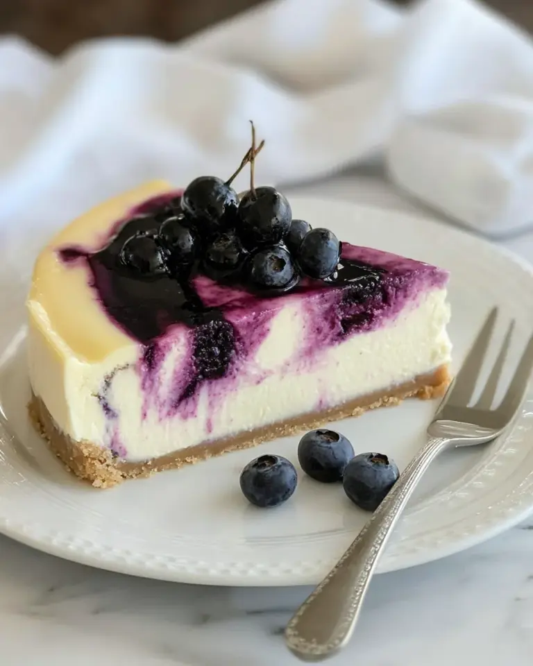 Homemade Blueberry Swirl Cheesecake photo