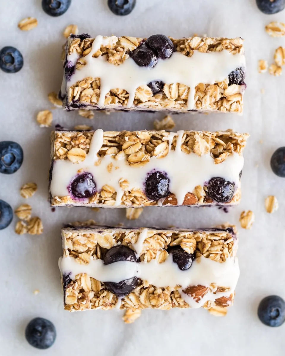 Homemade Blueberry Vanilla Greek Yogurt Granola Bars. dish image