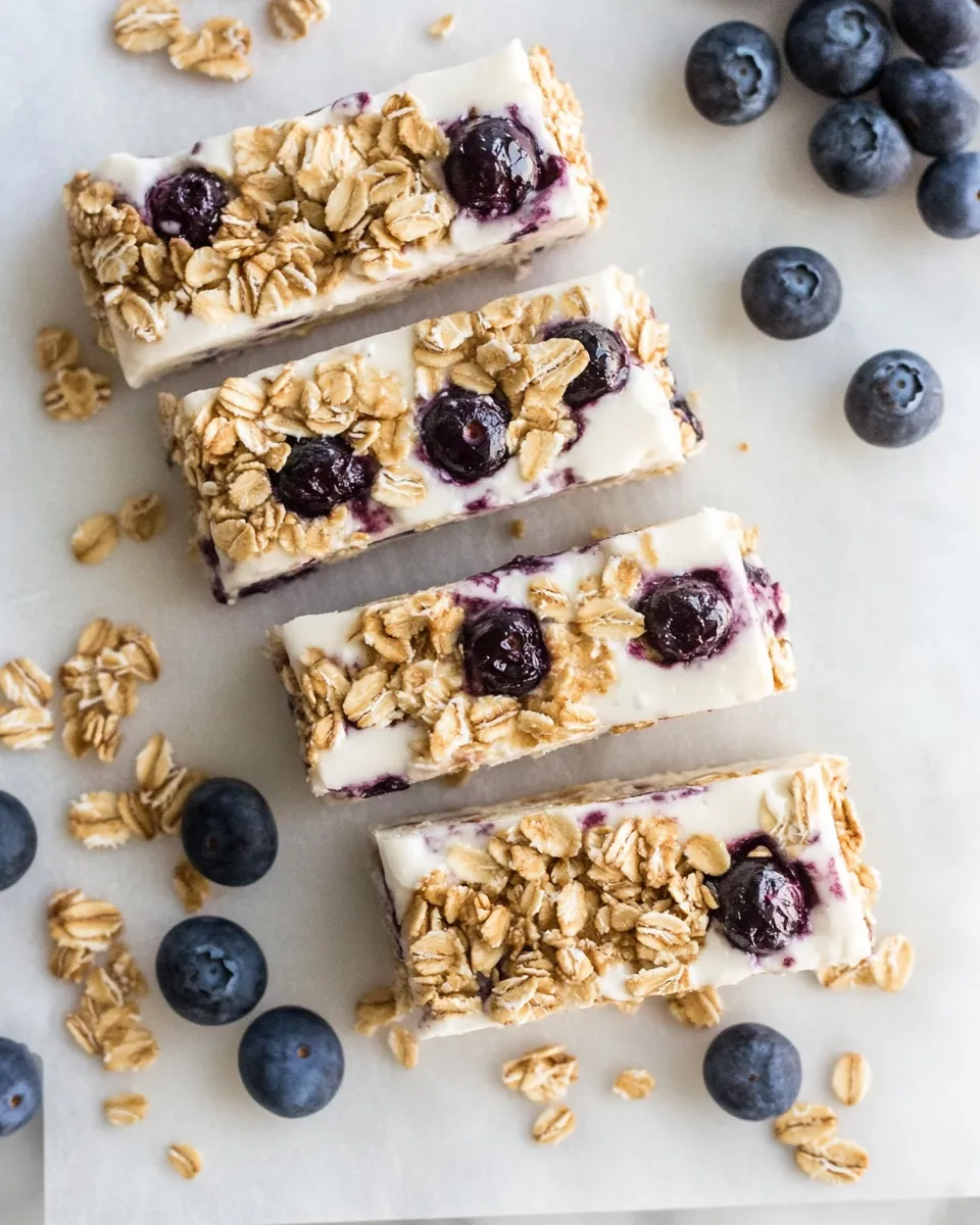 Healthy Blueberry Vanilla Greek Yogurt Granola Bars. photo
