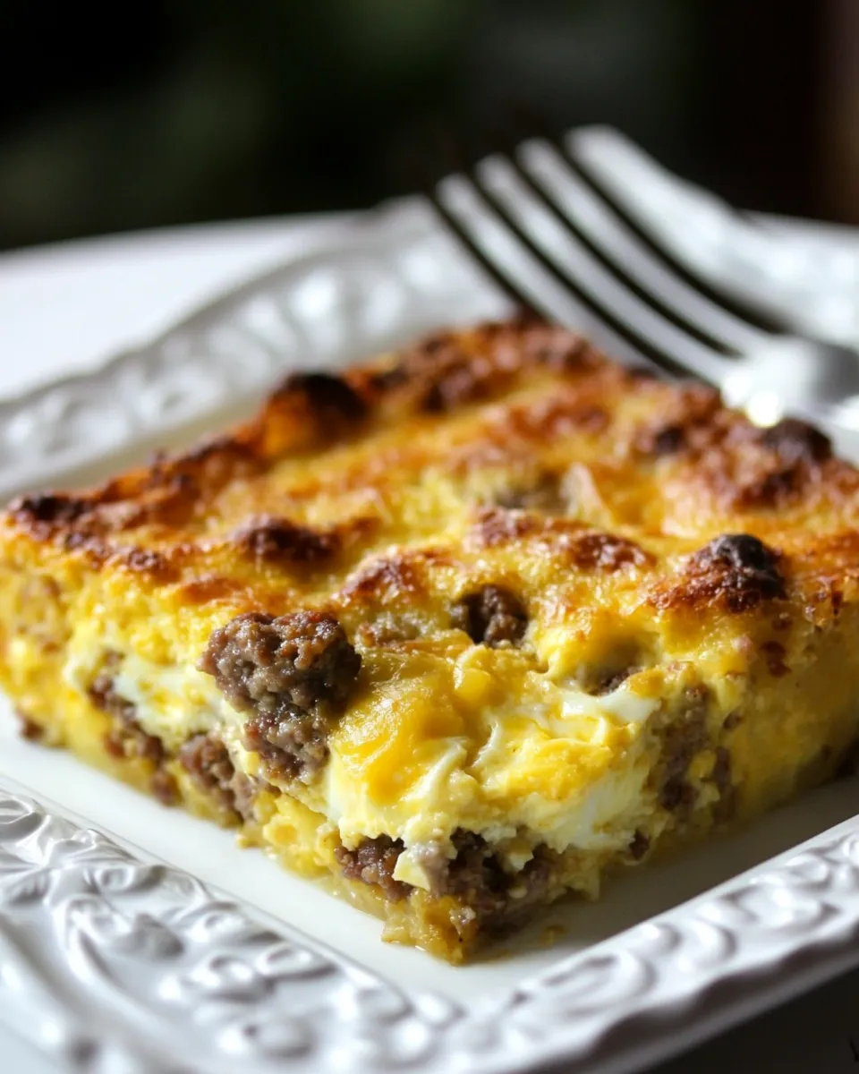 Delicious Breakfast Sausage, Egg & Cheese Casserole shot