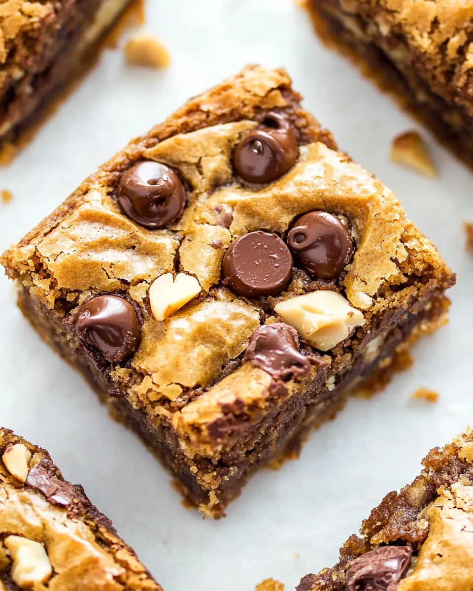 Delicious Brown Butter Walnut Chocolate Chip Blondies shot