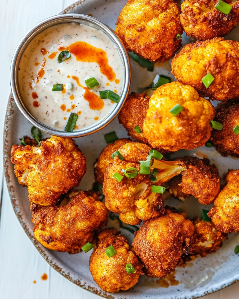 Fresh Buffalo Cauliflower with Spicy Tahini Ranch. shot
