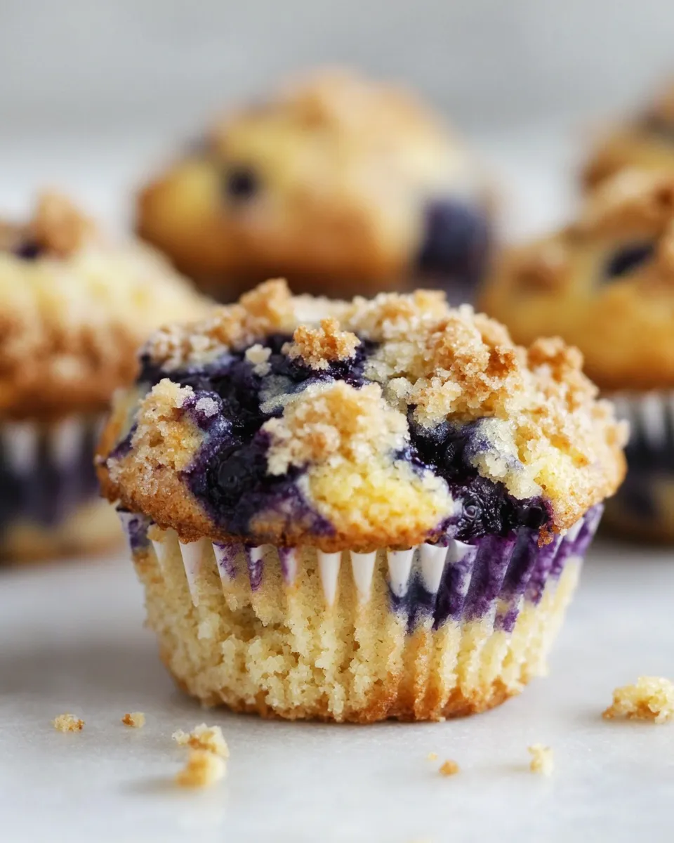 Savory Bursting Blueberry Coffee Cake Muffins. recipe image