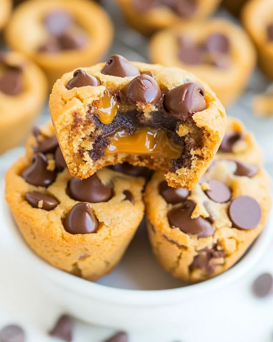 Best Caramel-Stuffed Chocolate Chip Cookie Cups shot
