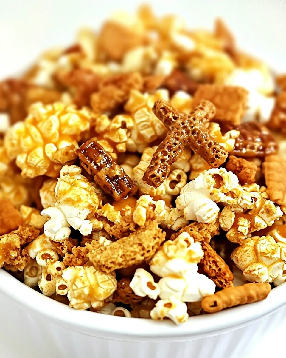 Easy Caramel Popcorn Snack Mix recipe photo