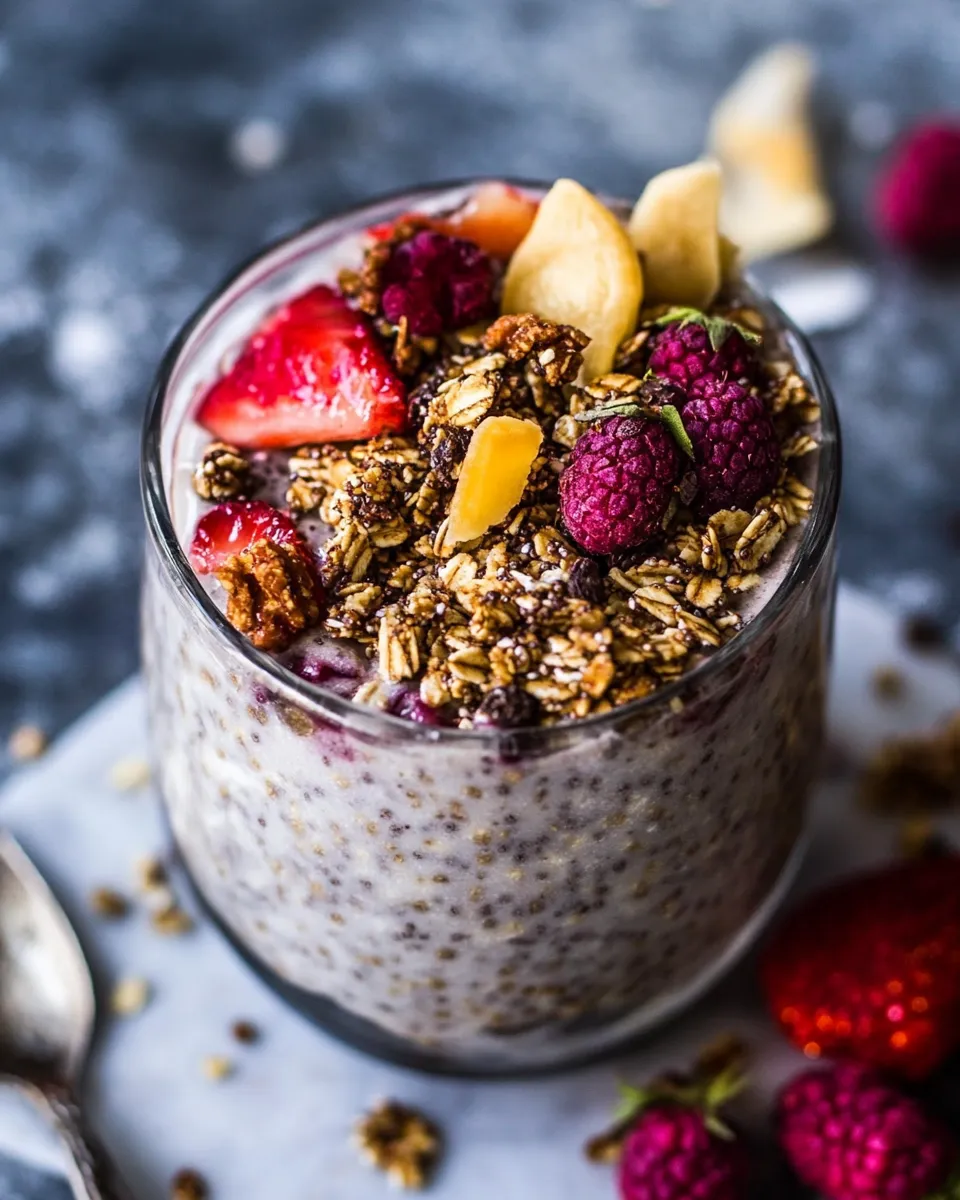 Best Chia Pudding with Grain Free Granola. food shot