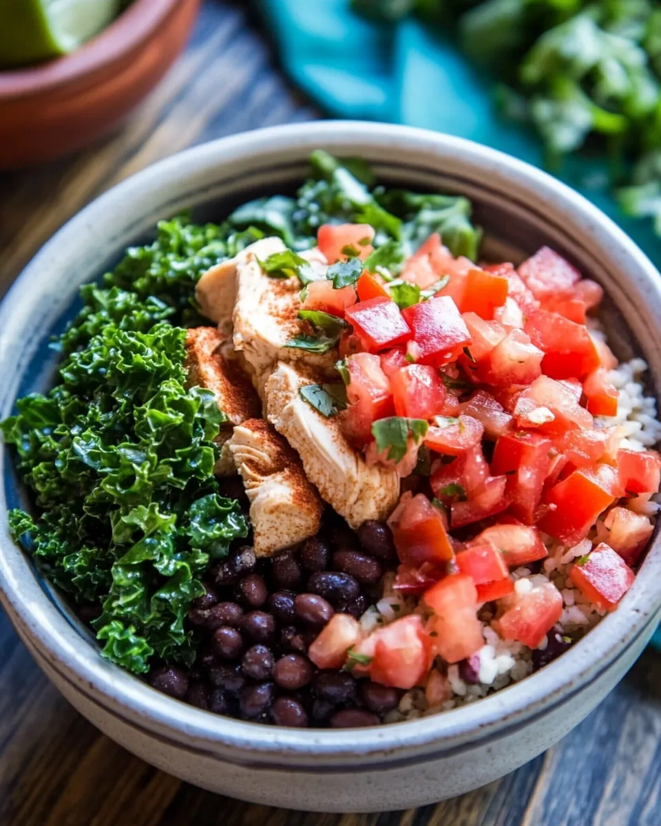 Delicious Chicken Burrito Bowls with Black Beans and Kale image
