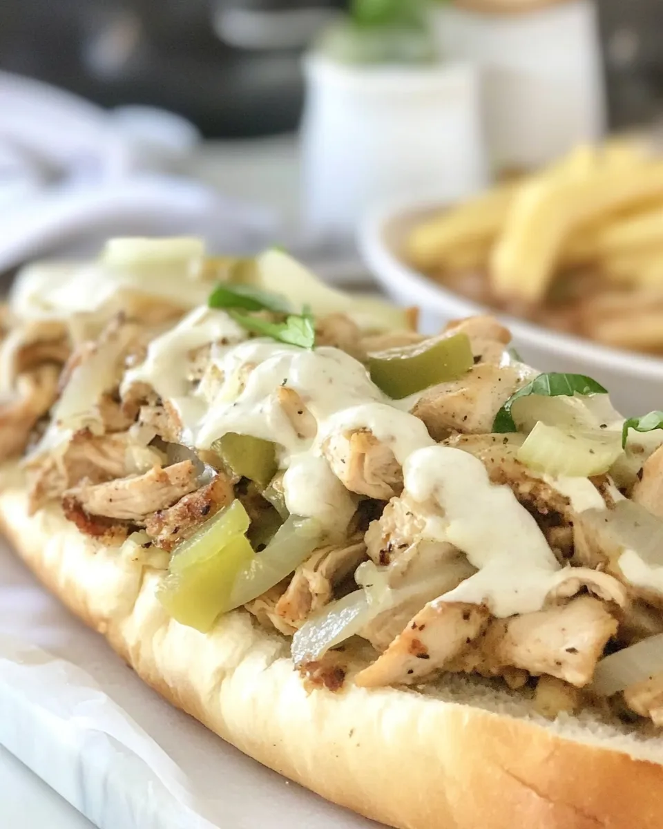 Savory Chicken Cheesesteaks food shot
