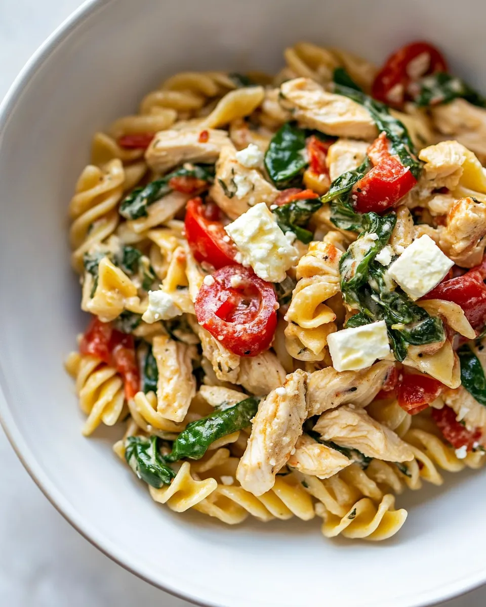 Easy Chicken Feta Spinach Pasta photo