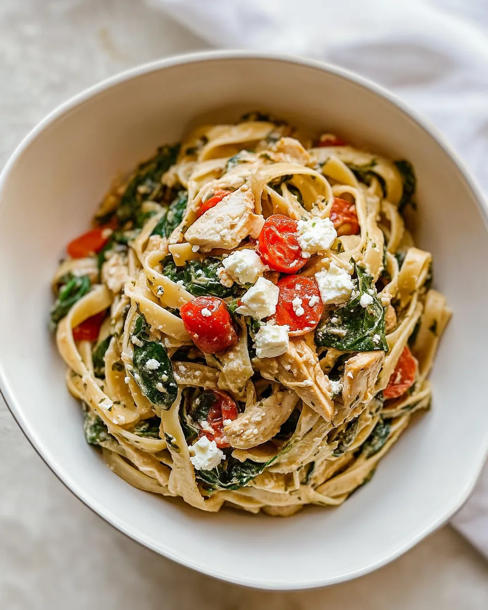 Quick Chicken Feta Spinach Pasta recipe photo