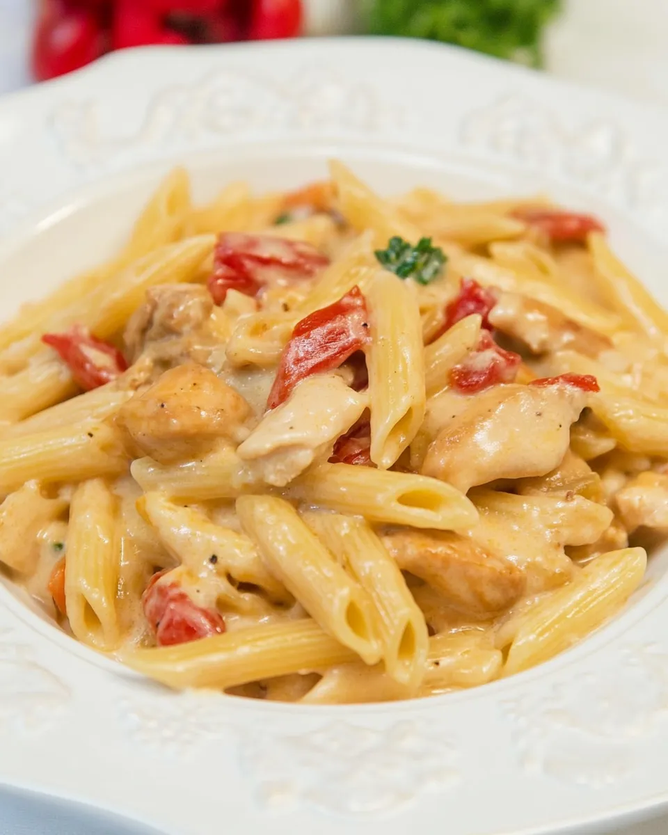 Delicious Chicken and Vegetable Penne Alfredo recipe photo