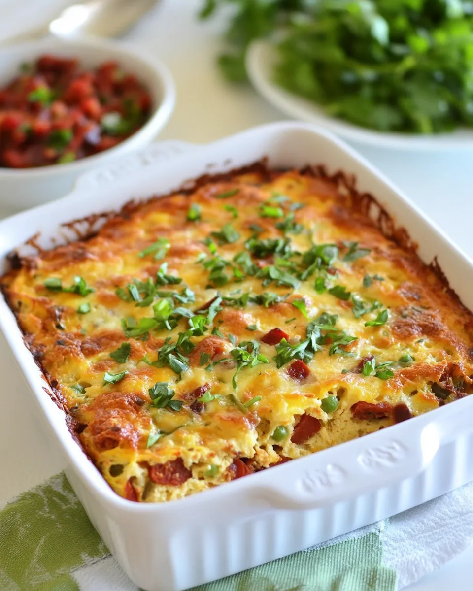 Delicious Chiles Rellenos Breakfast Strata with Optional Chorizo shot