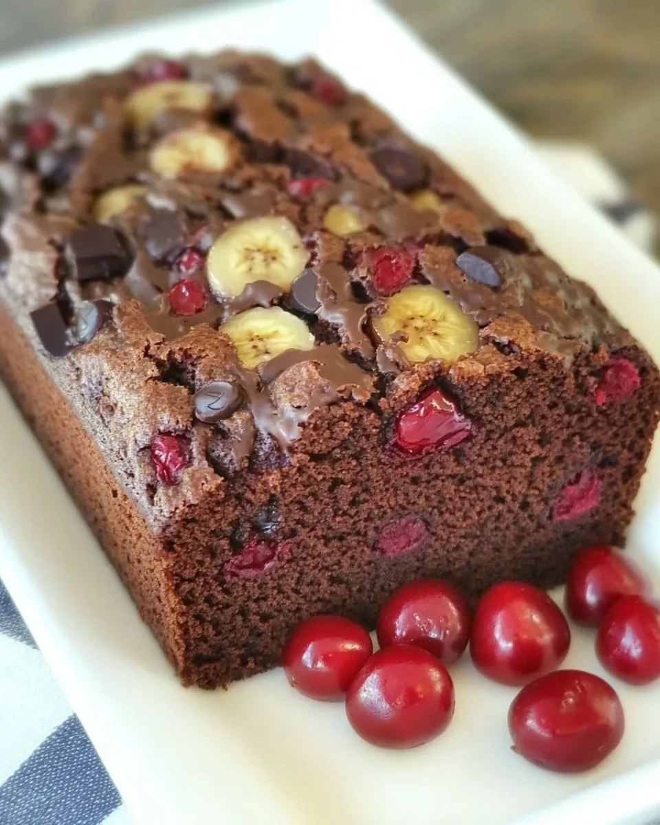 Delicious Chocolate Cherry Banana Bread shot