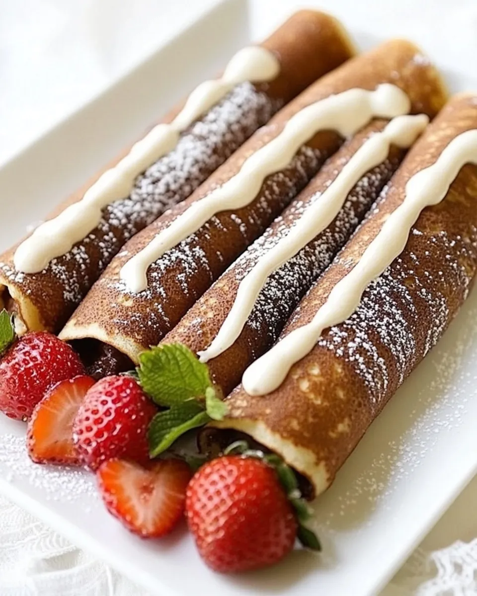 Homemade Chocolate Crepes with Strawberries photo