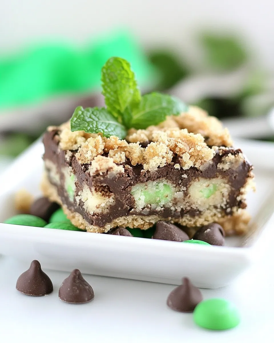 Homemade Chocolate Mint Fudge Crumb Bars photo