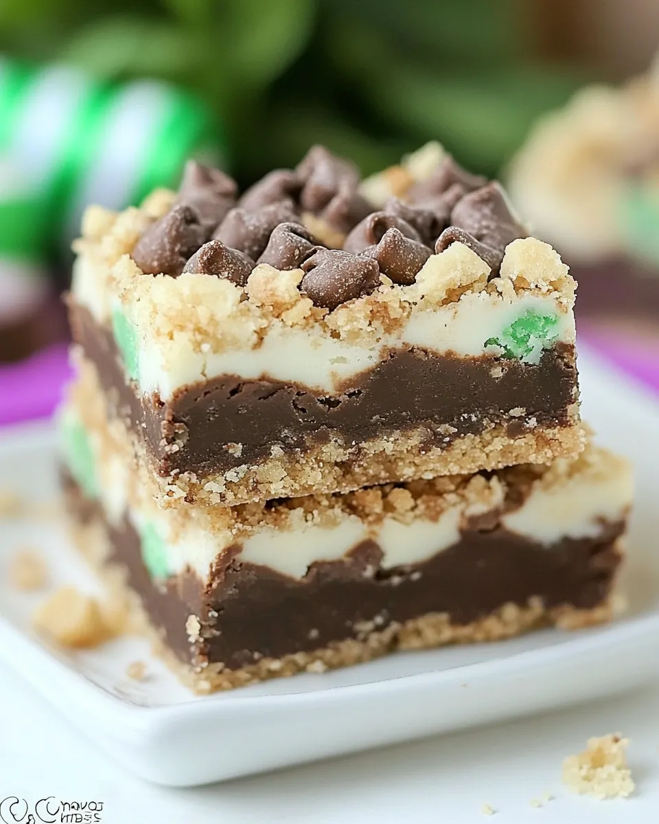 Classic Chocolate Mint Fudge Crumb Bars image