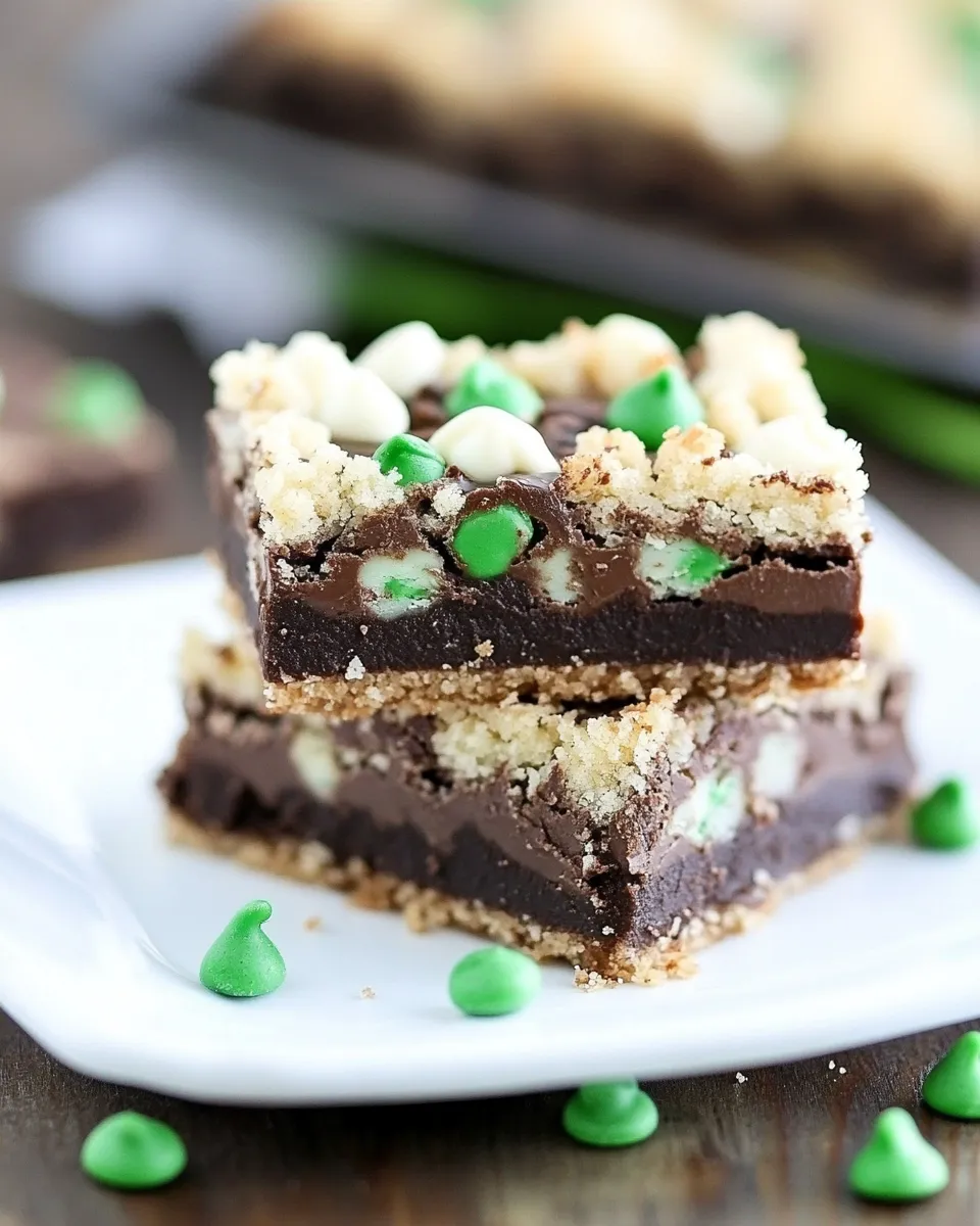 Delicious Chocolate Mint Fudge Crumb Bars shot