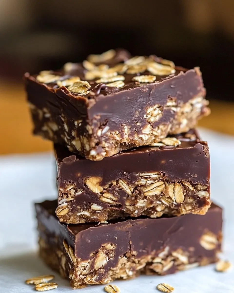 Homemade Chocolate Oatmeal Fudge Bars photo