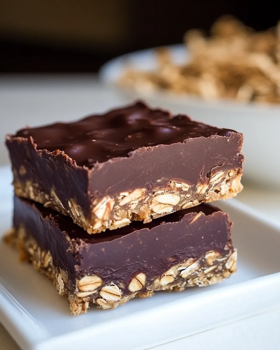 Delicious Chocolate Oatmeal Fudge Bars shot