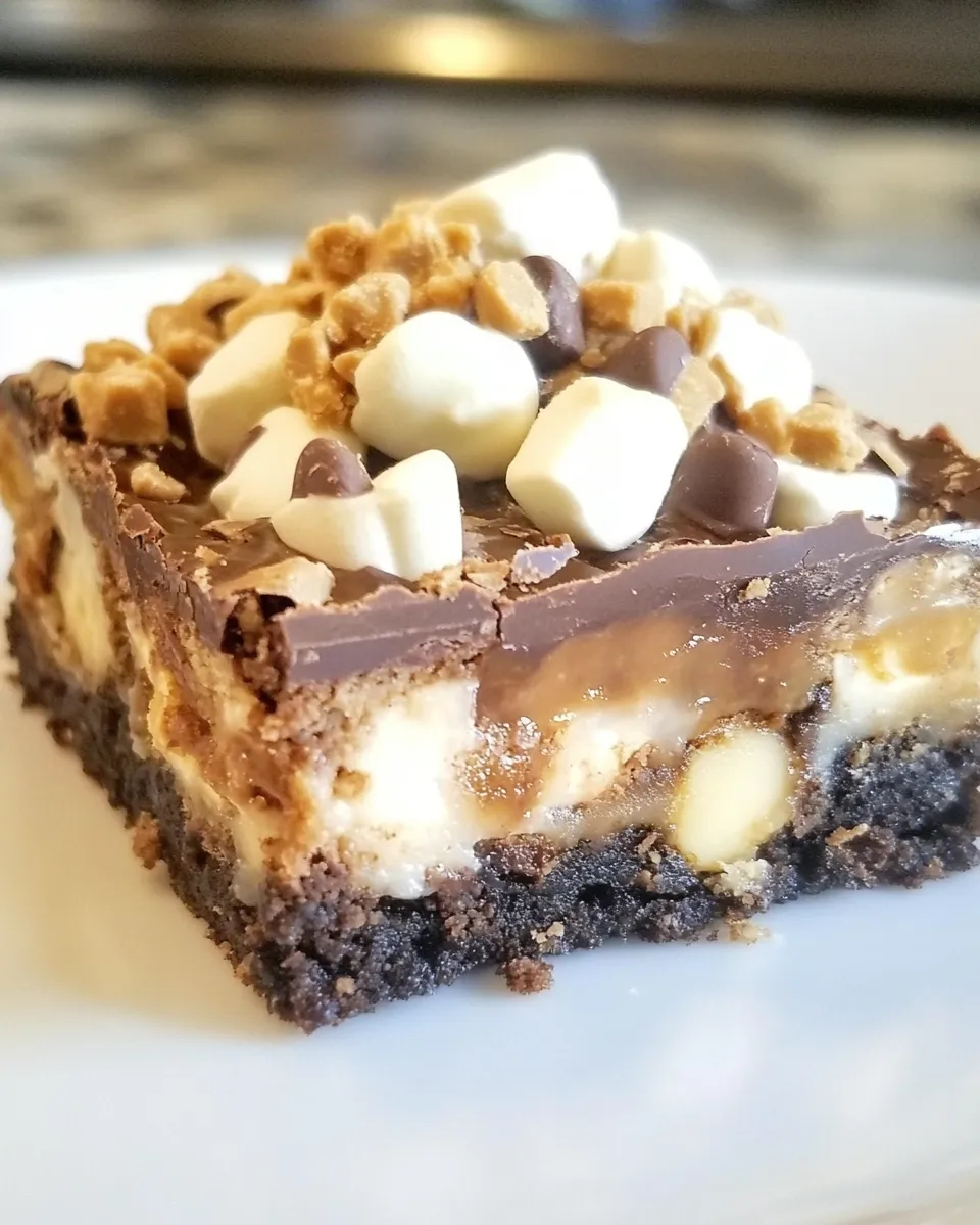 Delicious Chocolate Peanut Butter Cup Smores Brownies shot