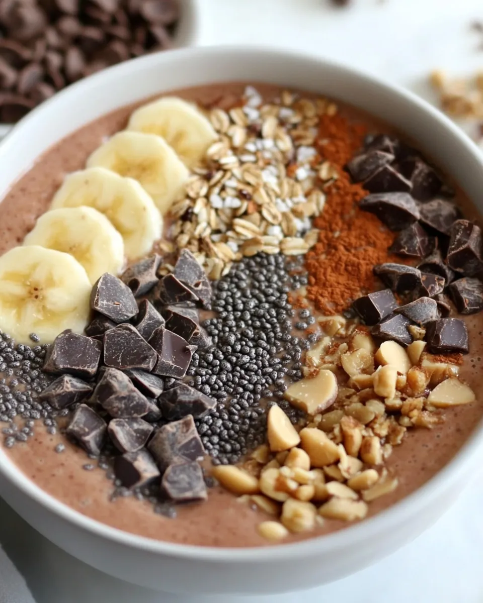 Homemade Chocolate Peanut Butter Smoothie Bowl photo