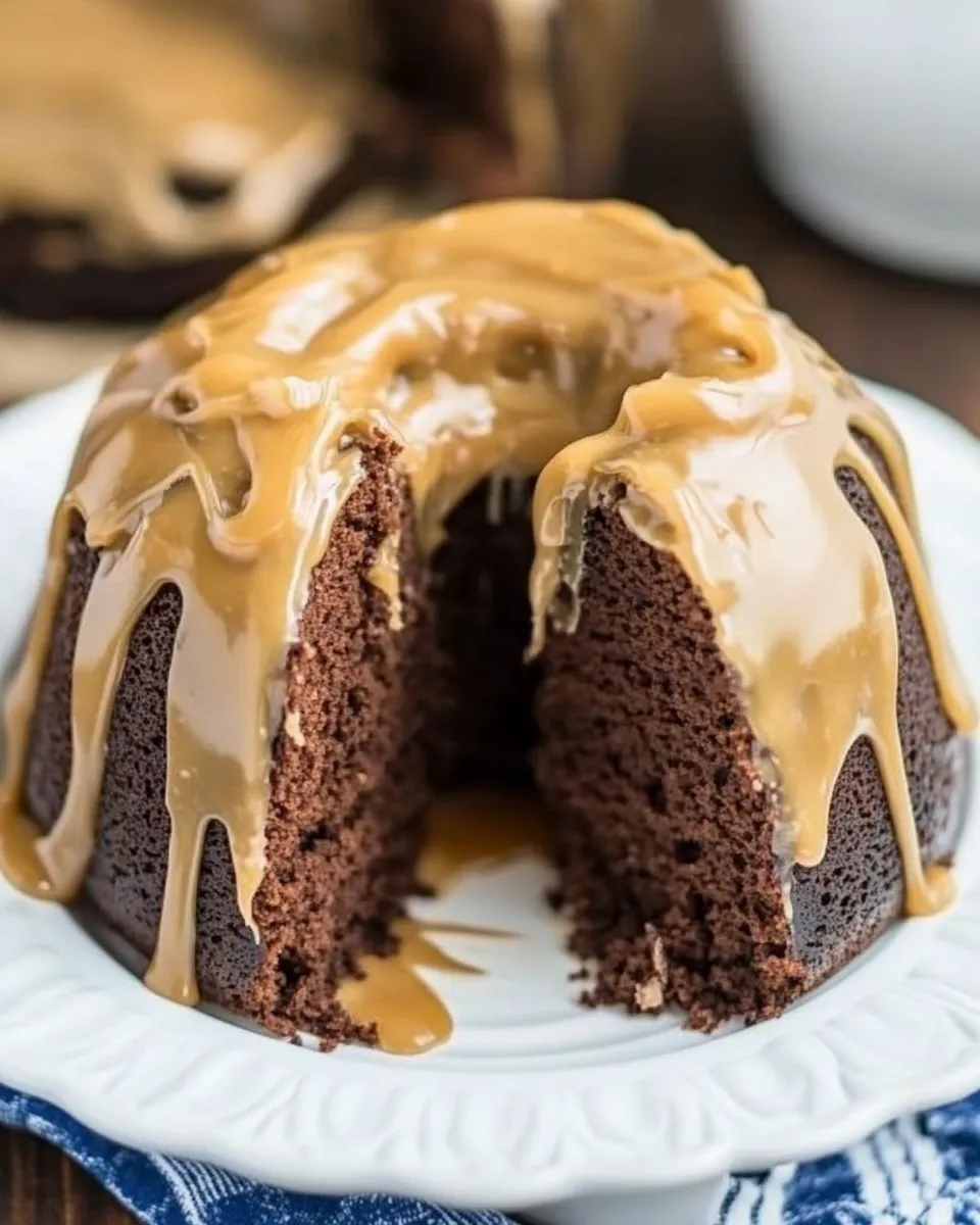 Delicious Chocolate Pound Cake with Caramel Icing shot