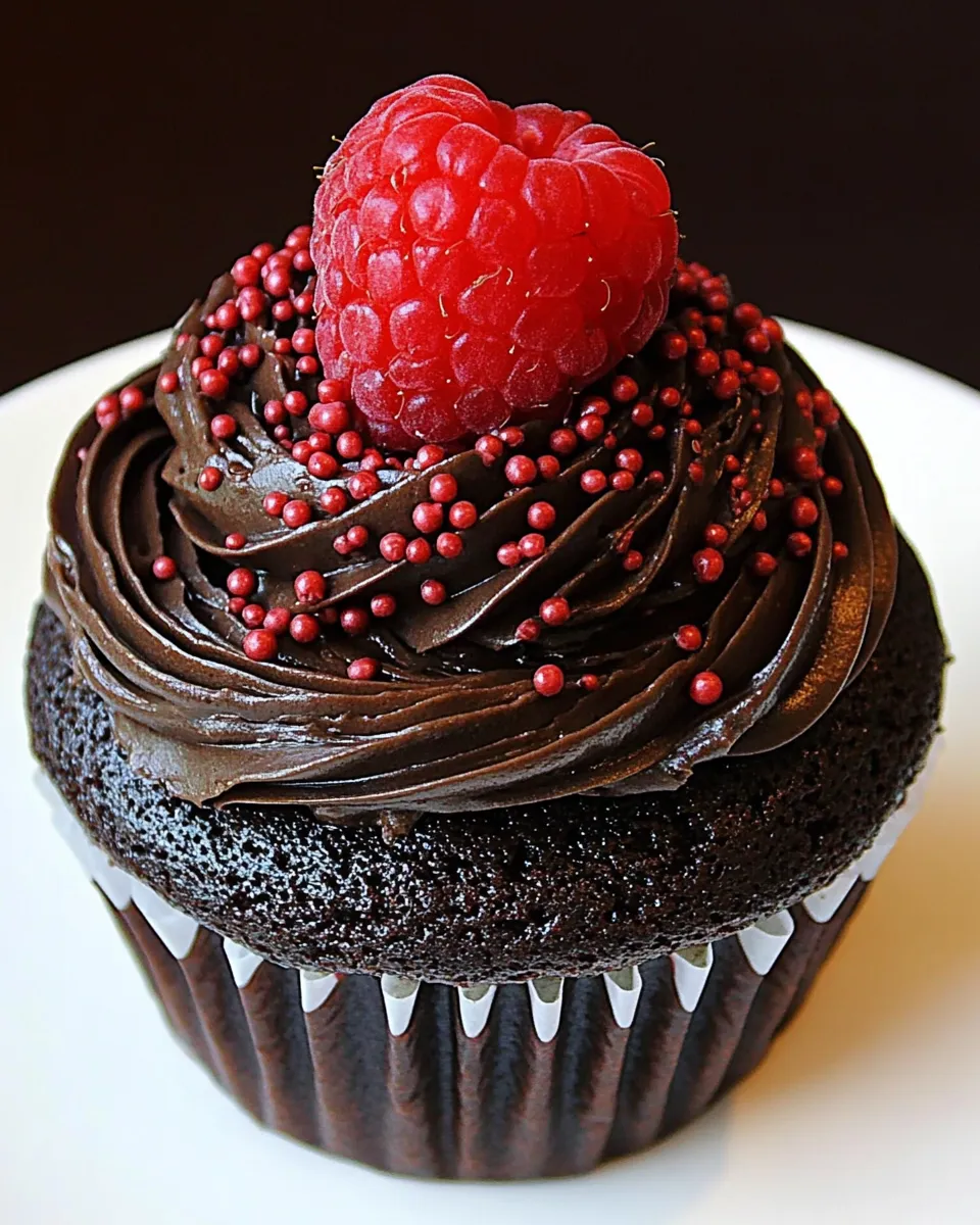 Homemade Chocolate Raspberry Truffle Cupcakes photo
