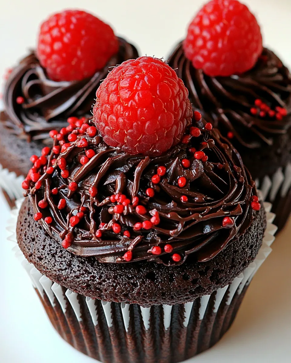 Classic Chocolate Raspberry Truffle Cupcakes image
