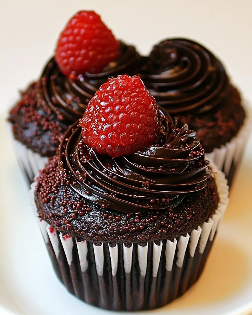 Delicious Chocolate Raspberry Truffle Cupcakes shot