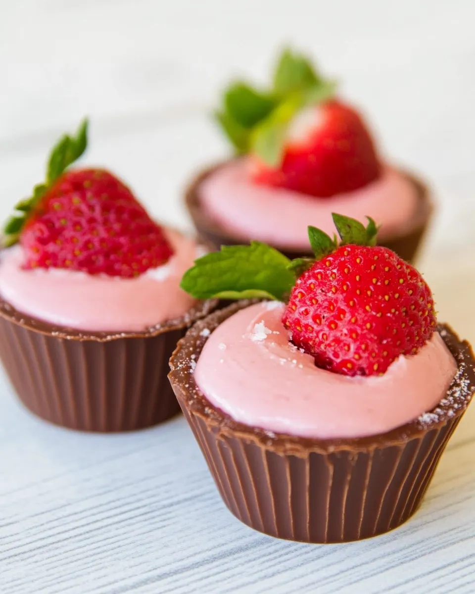 Easy Chocolate Strawberry Cups food shot