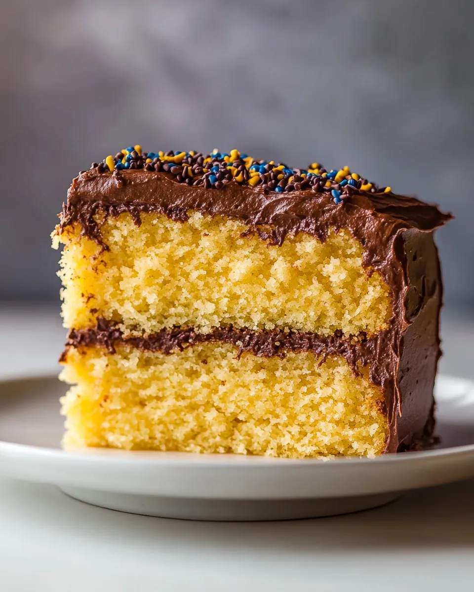 Best Classic Yellow Cake with Creamy Chocolate Frosting image