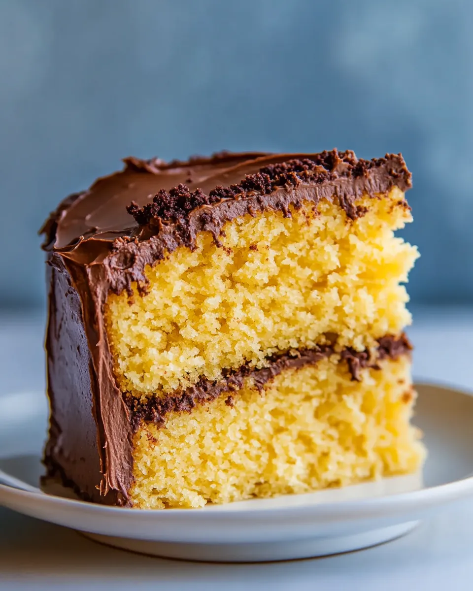 Easy Classic Yellow Cake with Creamy Chocolate Frosting recipe photo