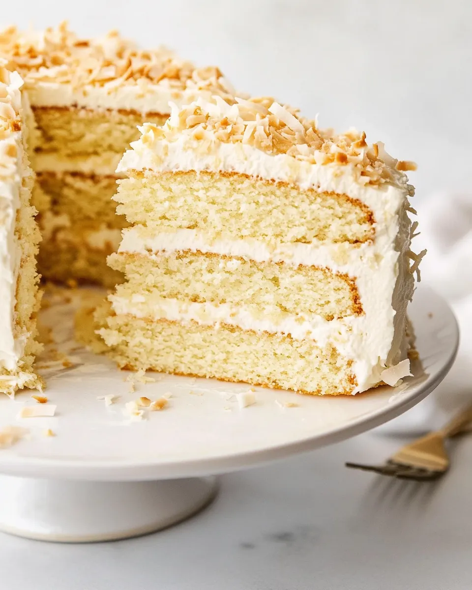 Easy Coconut Cream Cake with Coconut Cream Cheese Frosting shot