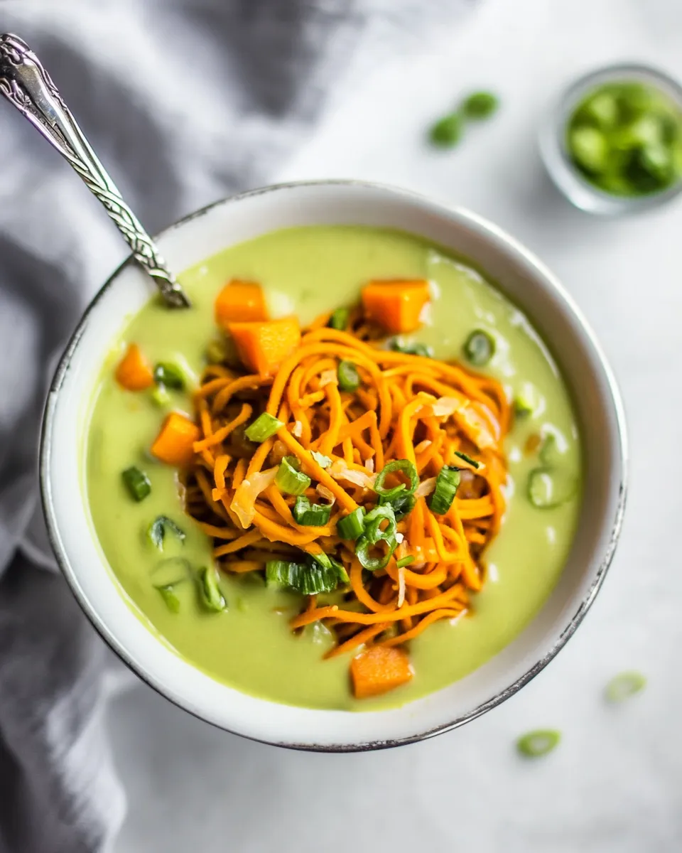 Delicious Coconut Curry Soup With Sweet Potato Noodles image