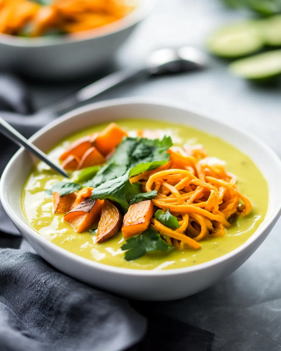 Homemade Coconut Curry Soup With Sweet Potato Noodles recipe photo