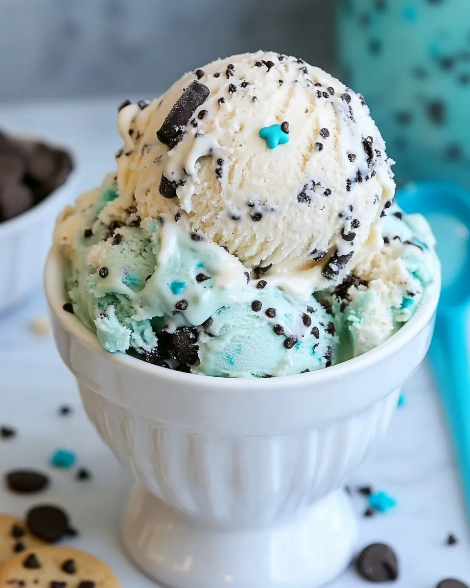 Homemade Cookie Monster Ice Cream photo