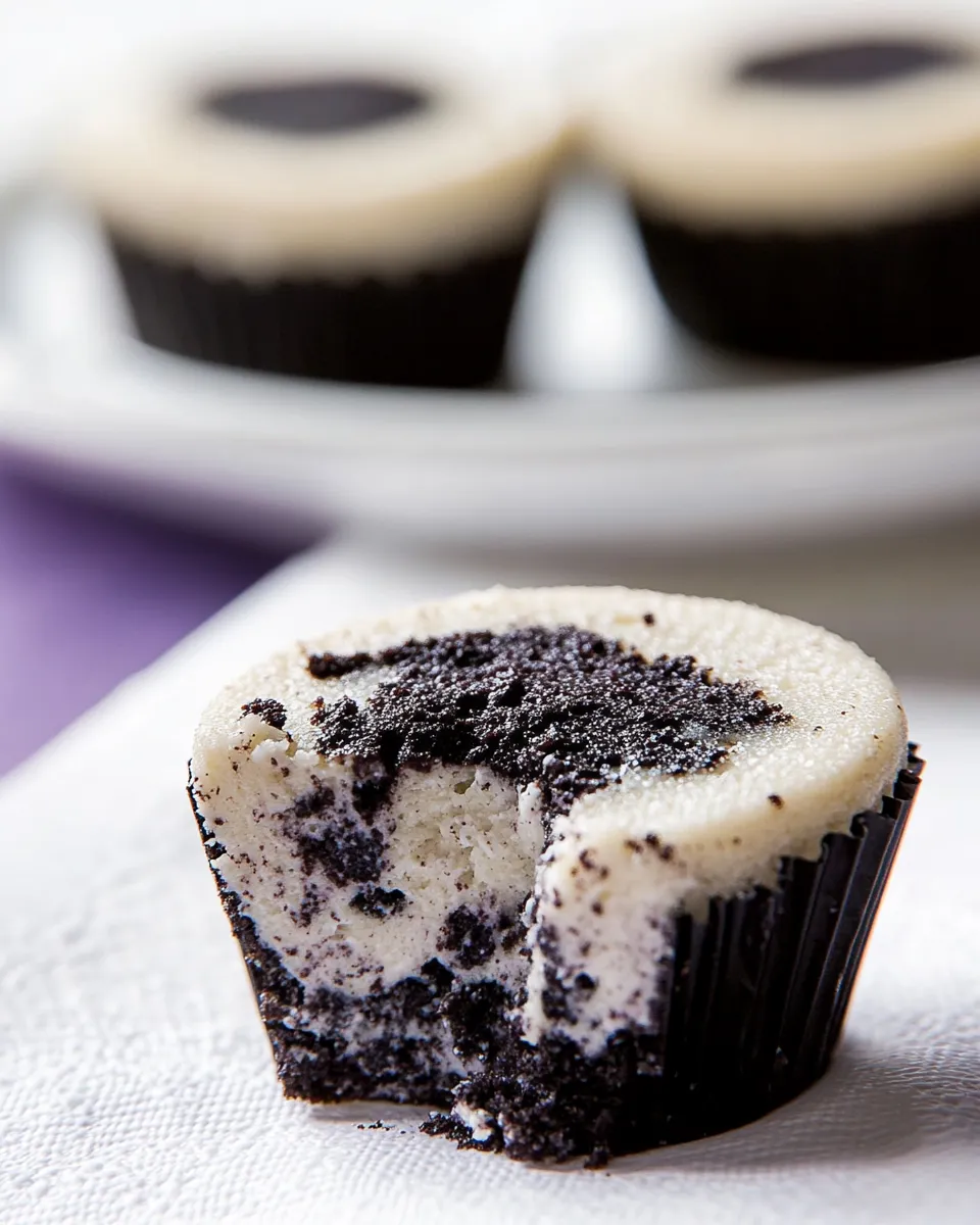 Delicious Cookies and Cream Mini Cheesecakes shot