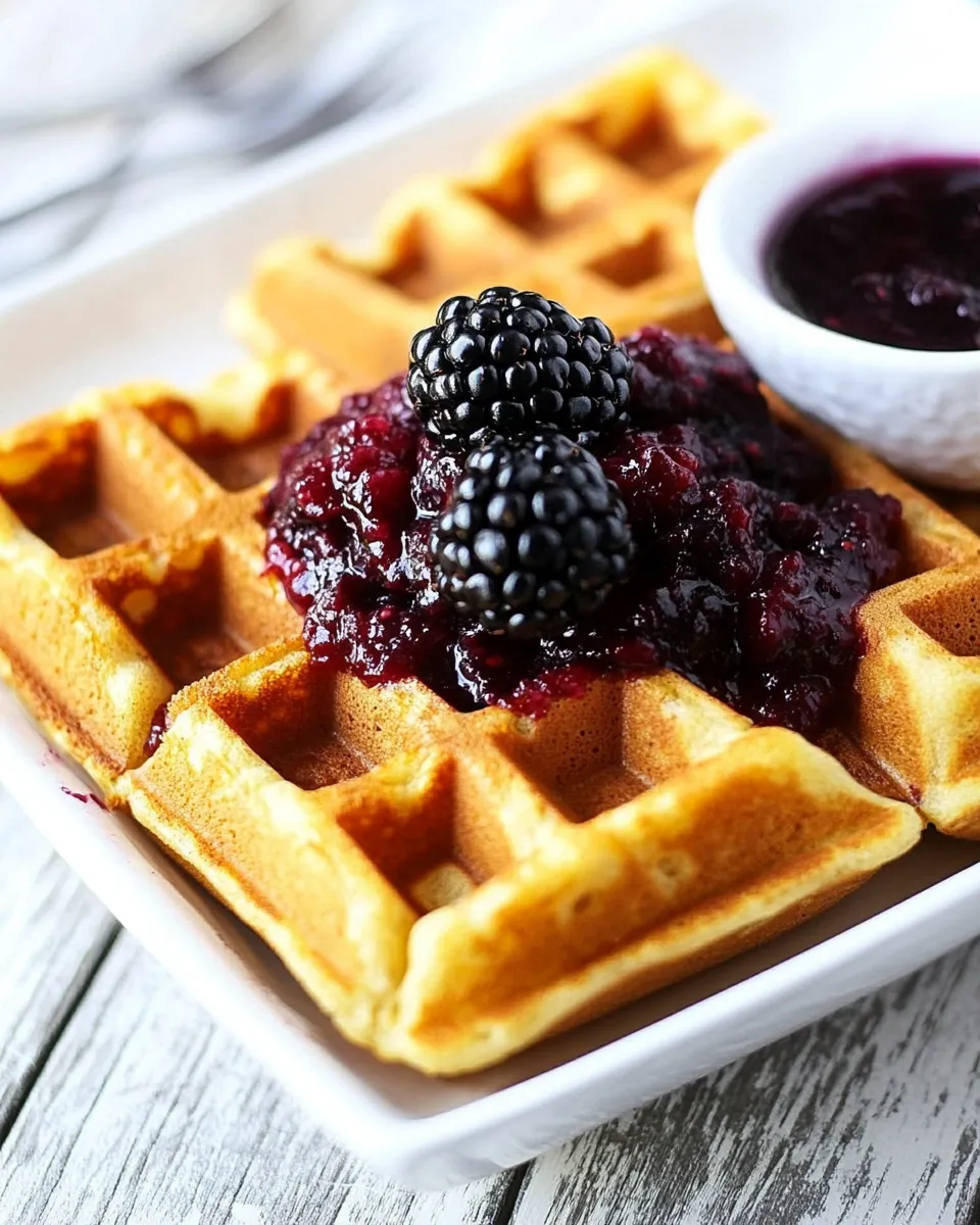 Easy Cornmeal Waffles with Blackberry Compote recipe photo