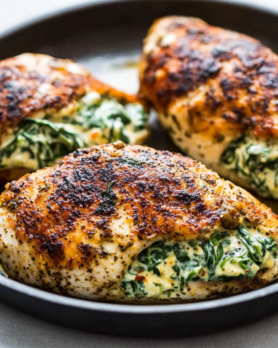 Homemade Cream Cheese Spinach Stuffed Chicken (Low-carb, Keto) photo